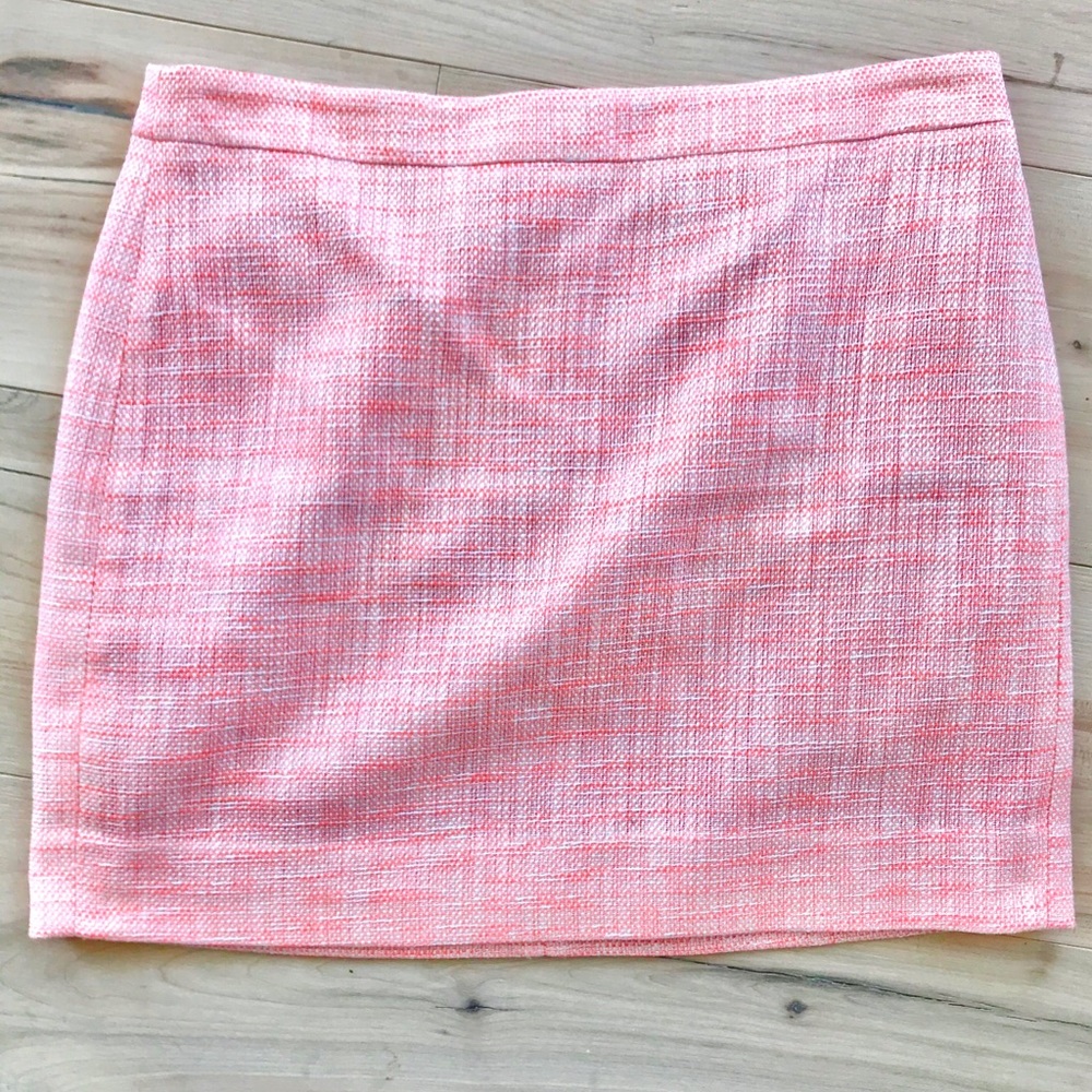 J. Crew Coral Shimmer Tweed Mini Pencil Skirt